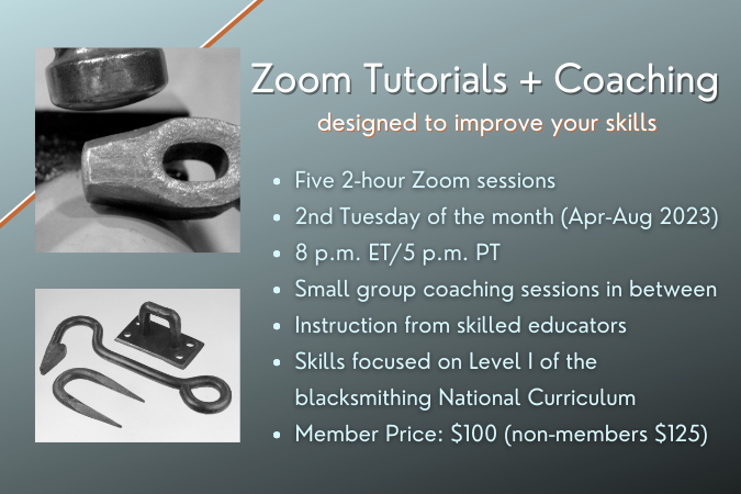 Information about Online Blacksmithing Classes for the ABANA National Curriculum Level I.