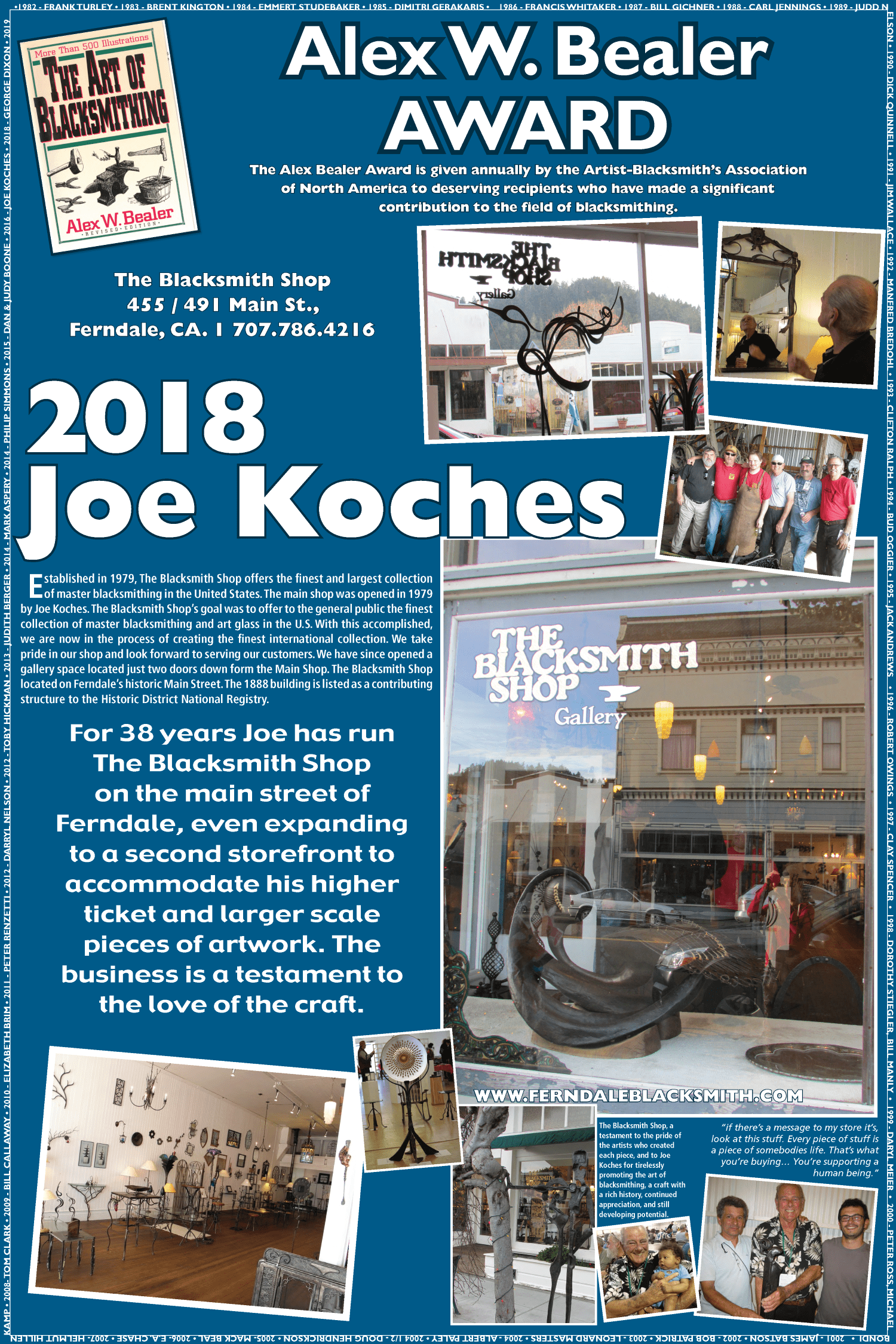 Poster about 2018 Bealer Award winner, Joe Koches.