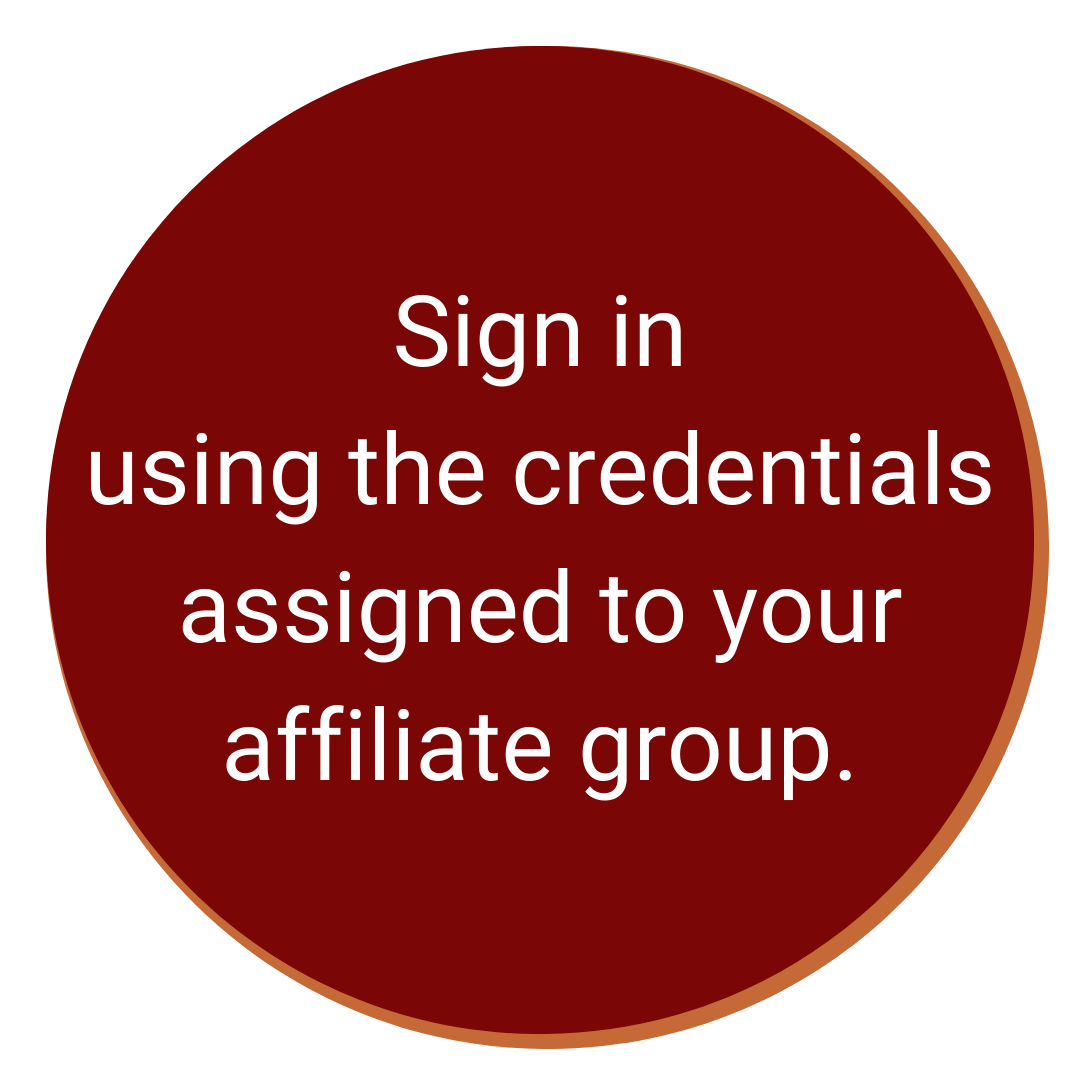 Text Reads: Sign in using the credentials assigned to your affiliate group